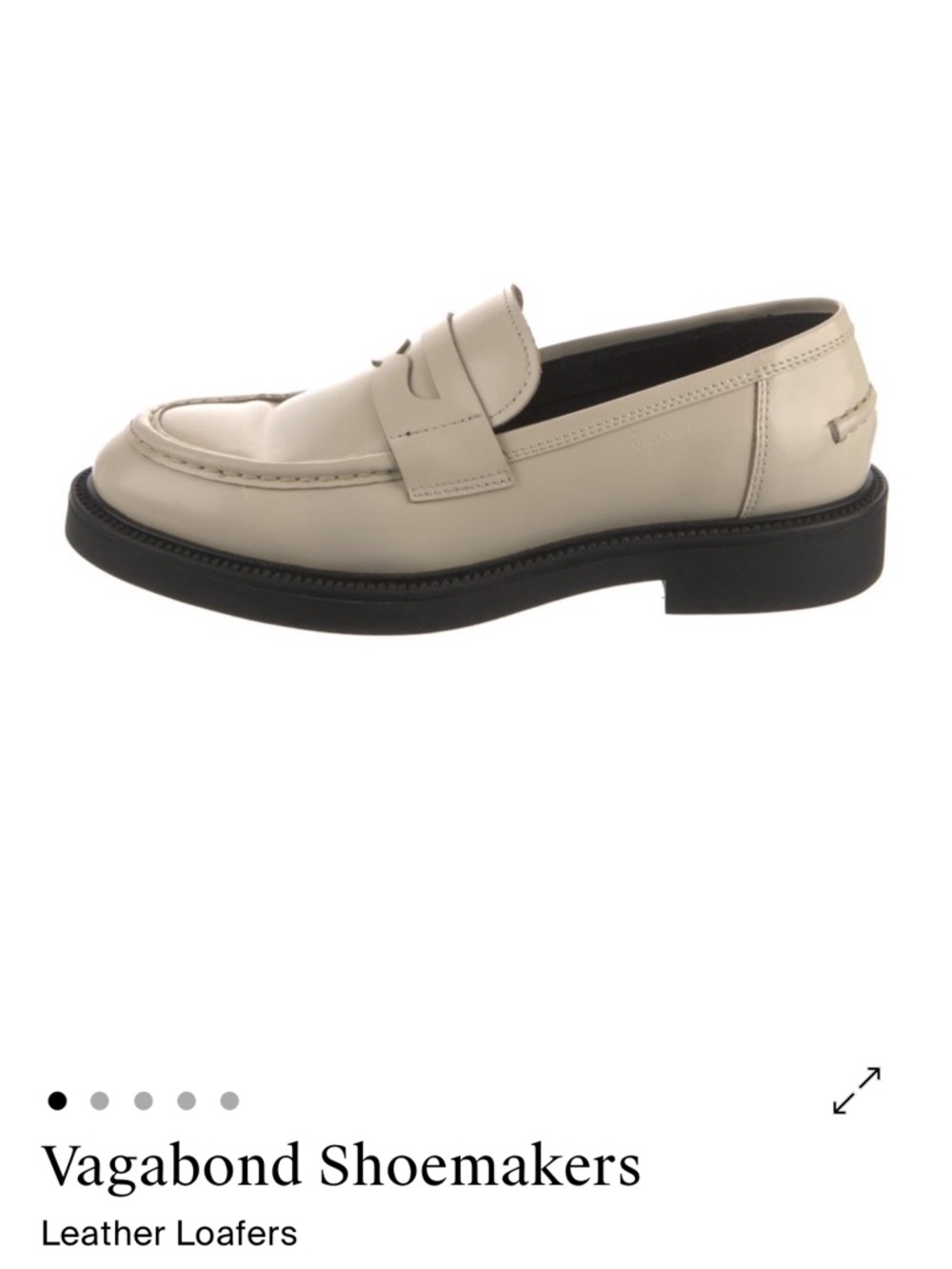 Vagabond Cream and Black Leather Penny Loafers